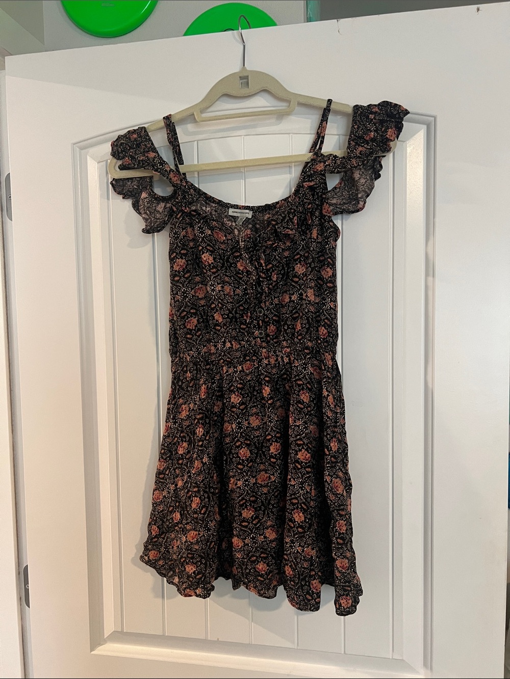 American Eagle Outfitters Black Mini Dress with Pink Floral